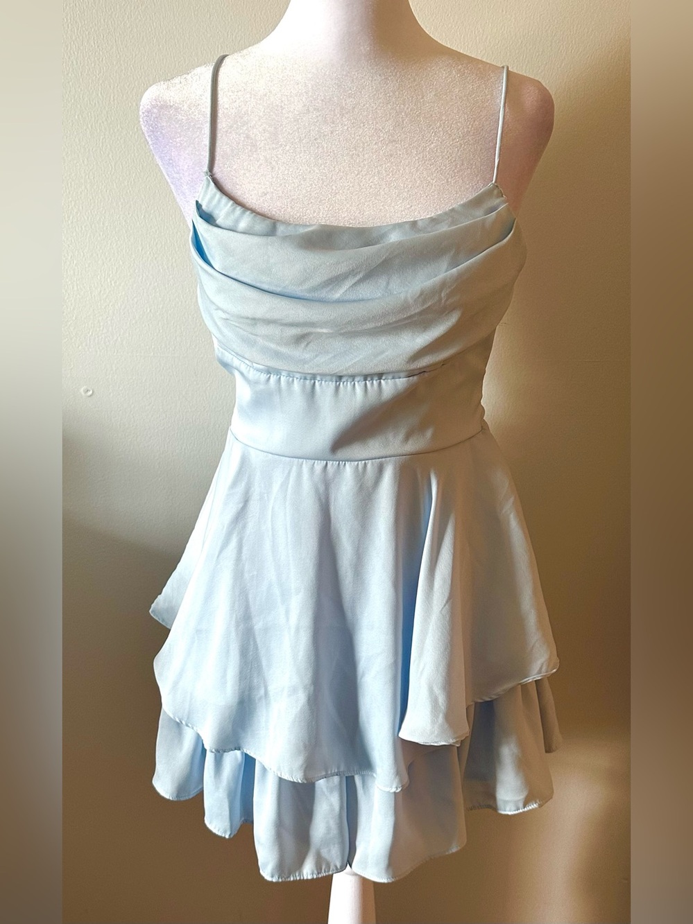 hello molly blue ruffle dress | Dresses | Hello Molly Elegant Light Stylish Essential Bodycon Mini Womens Featuring a frilled shoulder Size::12 Sandro Crew Neck Mini tall chest of drawers